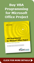 VBA Progamming for Microsoft Project